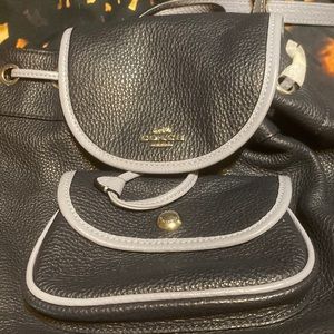 Brand new coach backpack dark blue with baby blue trim leather thank you